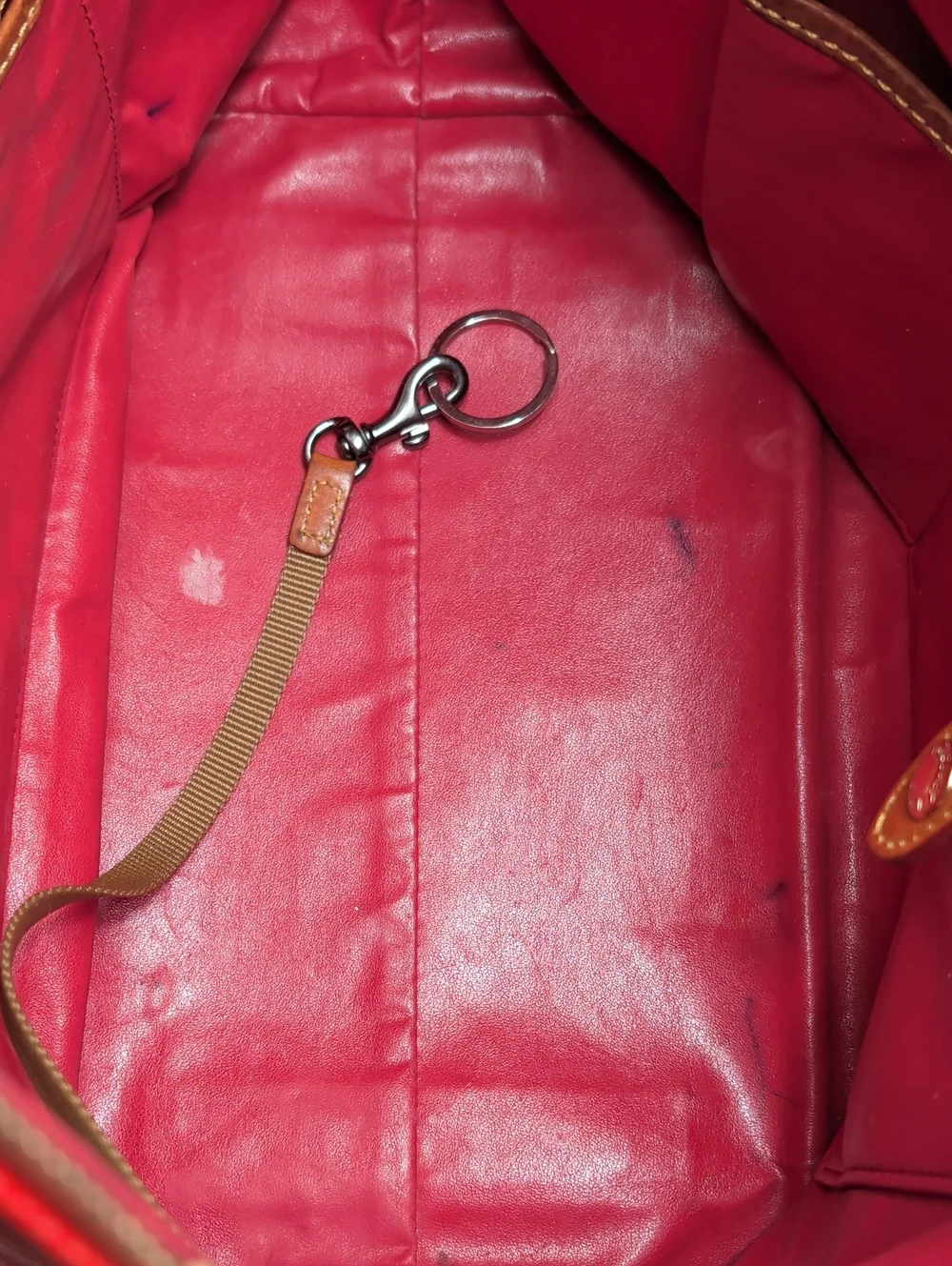 Dooney & Bourke Red Pebbled Leather Domed Satchel